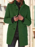 Round Neck Button-Front Wool Blend Coat for Women 5