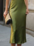Halter Neck Midi Dress Sleek Fitted Formal 4