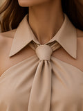 Sleeveless Halter Blouse Neck Tie Detail Fitted 2