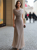 Cowl-Neck Ruched Draped Maxi Dress 4