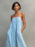 Striped Spaghetti Strap Maxi Dress with Red Trim Detail 6