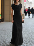 Cowl-Neck Ruched Draped Maxi Dress 5