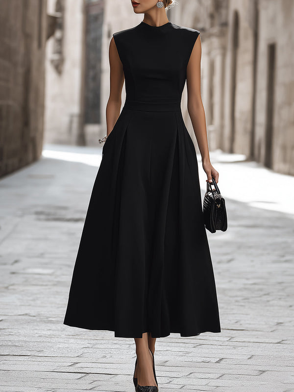 Black Sleeveless Maxi Dress Fitted Formal