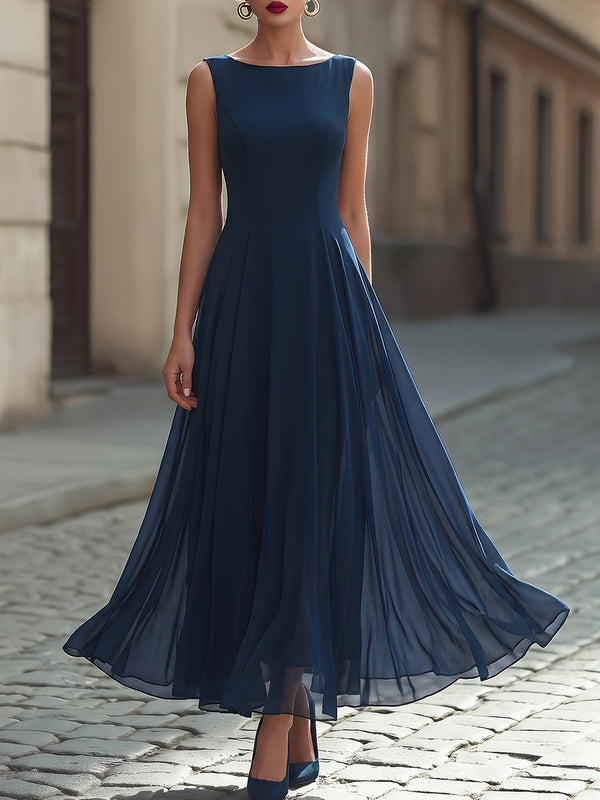 A-Line Sleeveless Maxi Dress Tailored Fit