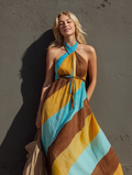 Women's Printed Woven Halter-Neck Maxi Dress Sleeveless Casual 2