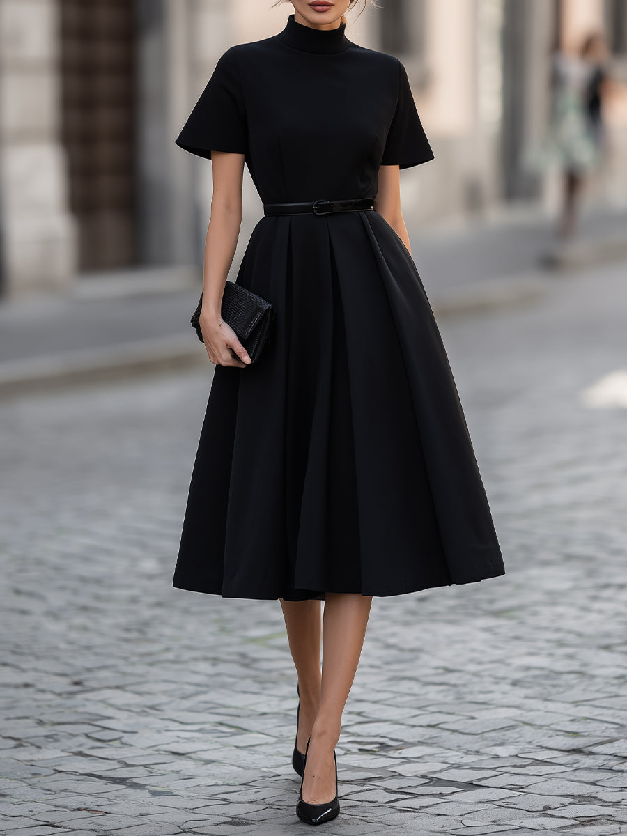 High Neck Midi Dress Fitted Sleeveless Formal