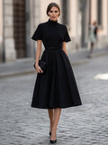 High Neck Midi Dress Fitted Sleeveless Formal 2