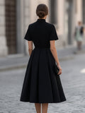High Neck Midi Dress Fitted Sleeveless Formal 5