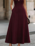 Burgundy Sleeveless Maxi Dress Tailored Fit 3