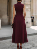 Burgundy Sleeveless Maxi Dress Tailored Fit 4