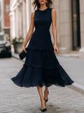 Tiered Pleated Maxi Dress Flowy Fit 1