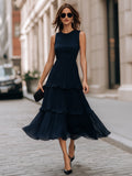 Tiered Pleated Maxi Dress Flowy Fit 2
