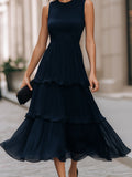Tiered Pleated Maxi Dress Flowy Fit 4