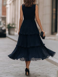 Tiered Pleated Maxi Dress Flowy Fit 5