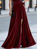 Velvet Wrap Maxi Dress Flutter Sleeves 3