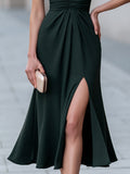 V-Neck Midi Dress Ruched Waist Flutter Sleeve 4