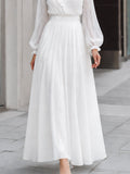 Pleated Maxi Dress Ruffle Trim Flowy Fit 3