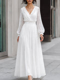 Pleated Maxi Dress Ruffle Trim Flowy Fit 1