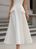 Halter Peplum Midi Dress Fitted Sleeveless 3