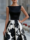 Floral Maxi Dress Sleeveless Boat Neck Full Skirt 2