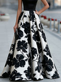Floral Maxi Dress Sleeveless Boat Neck Full Skirt 3