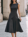 Sleeveless A-Line Midi Dress Classic Fit 1