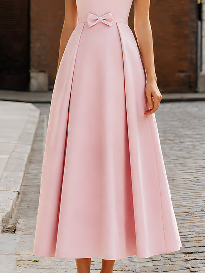 A-Line Maxi Dress with Waist Bow Detail