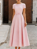 A-Line Maxi Dress with Waist Bow Detail 1