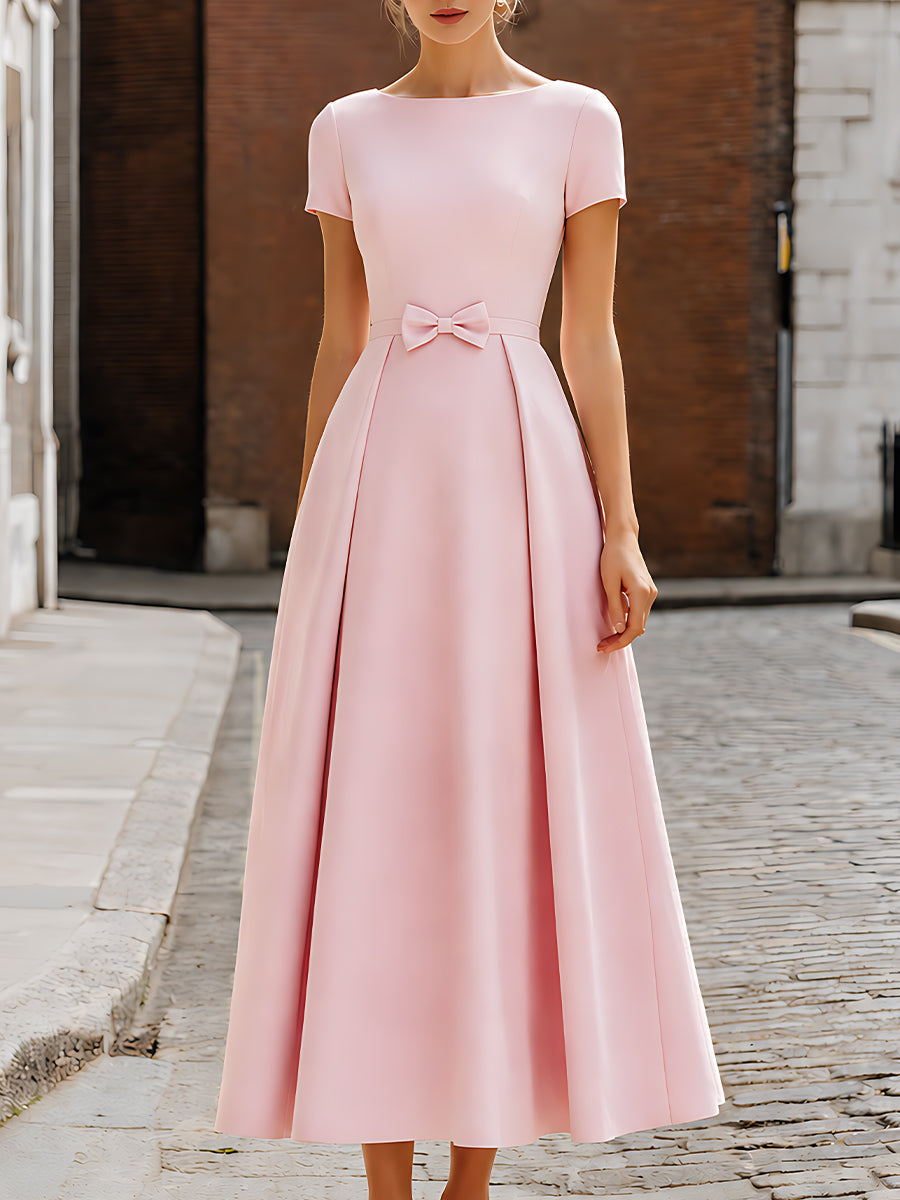 A-Line Maxi Dress with Waist Bow Detail