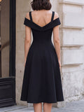 Off-Shoulder Midi Dress Fitted Formal Sleeveless 5