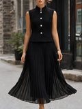 Pleated Maxi Dress with Structured Bodice Detail 1