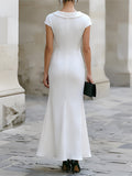 Flared Maxi Dress Cowl Neck Cap Sleeve 2