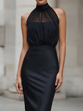Halter Neck Sleeveless Midi Dress Fitted 3