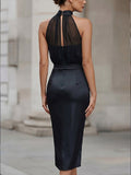 Halter Neck Sleeveless Midi Dress Fitted 5