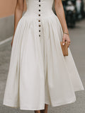 Midi Dress Halter Neck Button-Front Fitted 4