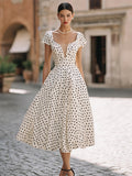 Polka Dot Fit-and-Flare Midi Dress Vintage Style 2