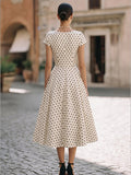Polka Dot Fit-and-Flare Midi Dress Vintage Style 5