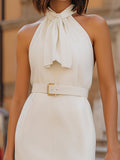 Halter-Neck Belted Midi Dress 3