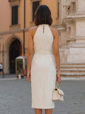 Halter-Neck Belted Midi Dress 5