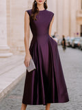 A-Line Midi Dress Cap Sleeve Fitted 1