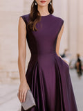 A-Line Midi Dress Cap Sleeve Fitted 3
