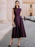 A-Line Midi Dress Cap Sleeve Fitted 2