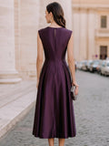 A-Line Midi Dress Cap Sleeve Fitted 5