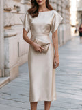 Fitted Midi Dress Cap Sleeve Tailored 1