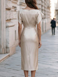 Fitted Midi Dress Cap Sleeve Tailored 5