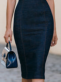 Fitted Sheath Midi Dress Sleeveless High Neck 3