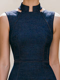 Fitted Sheath Midi Dress Sleeveless High Neck 4