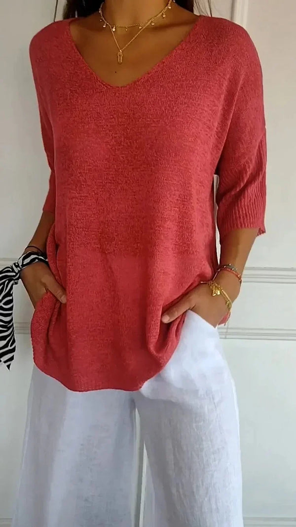 Estelle | Cozy Women's V-Neck Knit Top