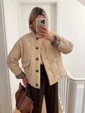 Women's Quilted Jacket with Leopard Print Lining 3