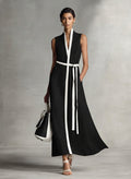 Women's Cotton Linen Maxi Dress Sleeveless V-Neck Tie Waist 3
